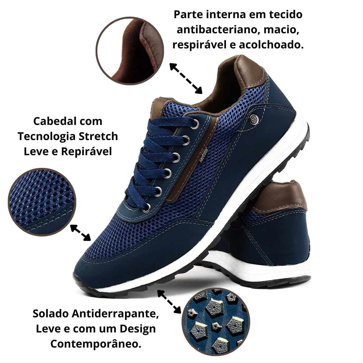 Tênis Jogger Azul + Relógio + Chinelo